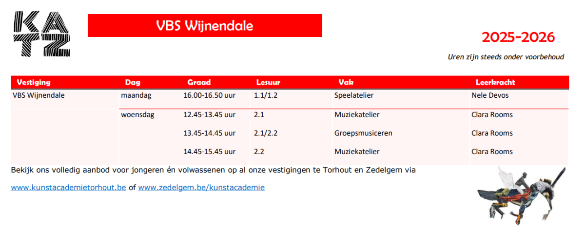 uurrooster 2025-2026